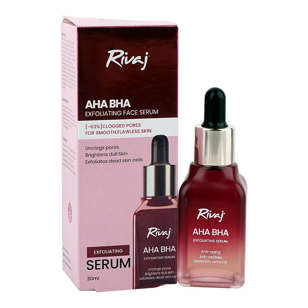 Rivaj UK AHA BHA Exfoliating Face Serum, Glycerin, Salicylic Acid, For Radiant Skin, 30ml