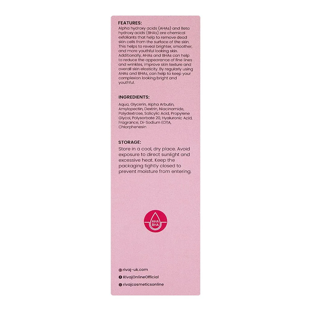 Comfortable casual rivaj uk aha bha exfoliating face serum, glycerin, salicylic acid, for radiant skin, 30ml