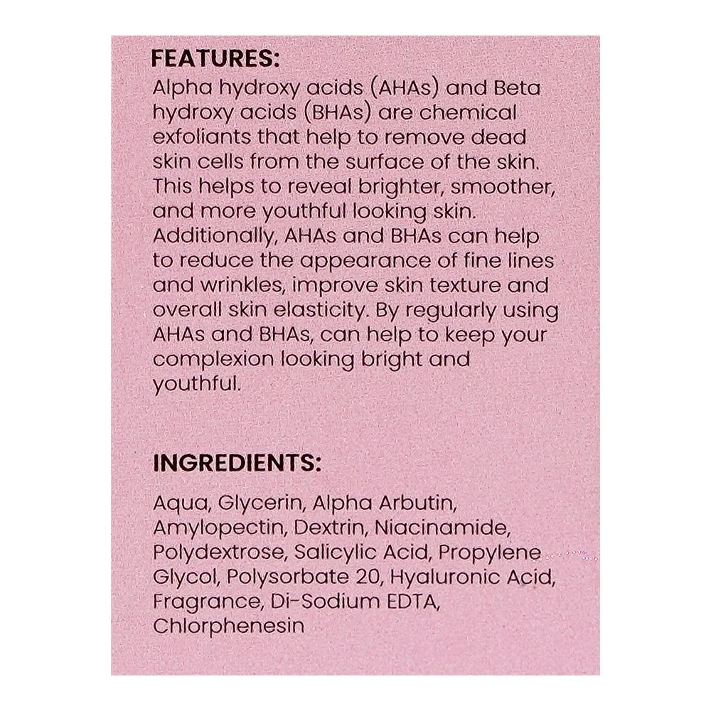 Close-up design of rivaj uk aha bha exfoliating face serum, glycerin, salicylic acid, for radiant skin, 30ml