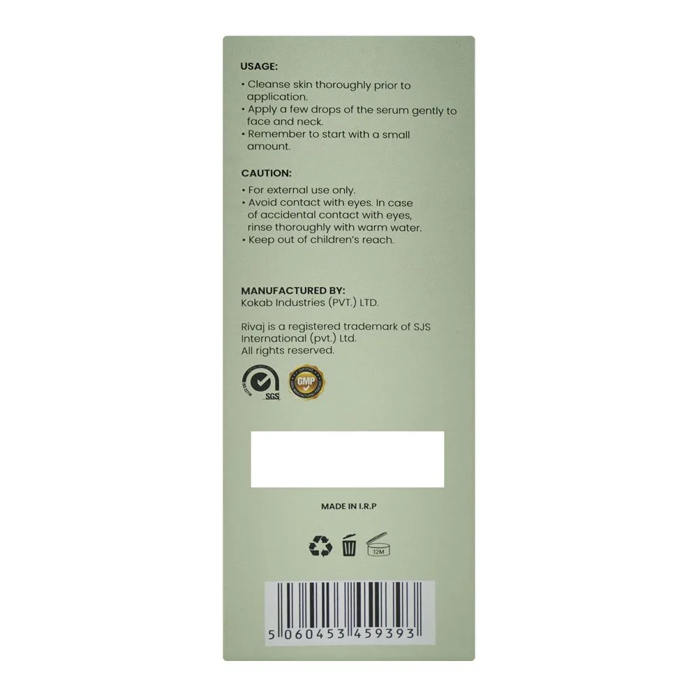 Close-up design of rivaj uk aloe vera cell-regenerative face serum, hyaluronic acid, glycerin, for dark spots & wrinkles, 30ml