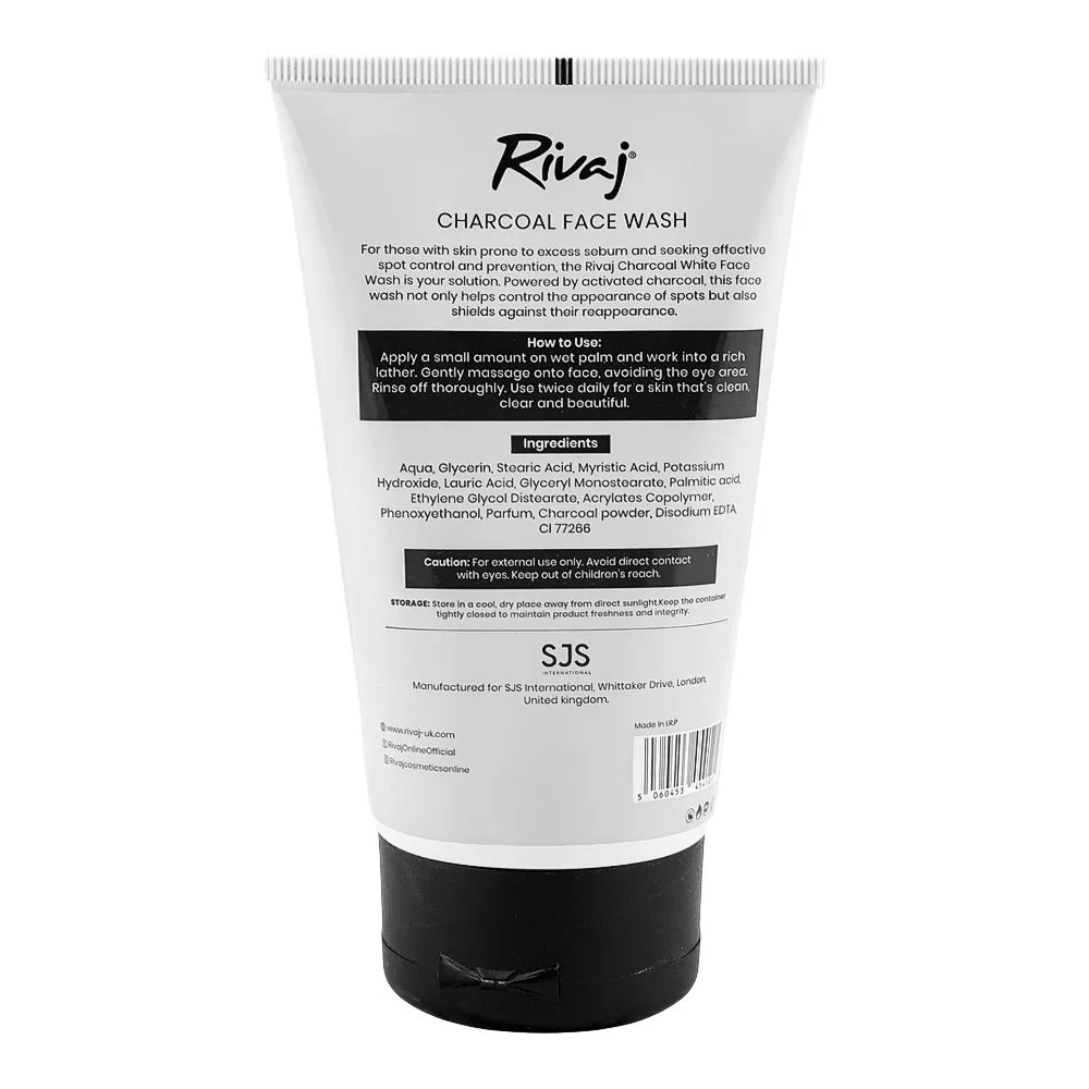 Side view of rivaj uk charcoal pollution oil + purity white face wash, 100ml