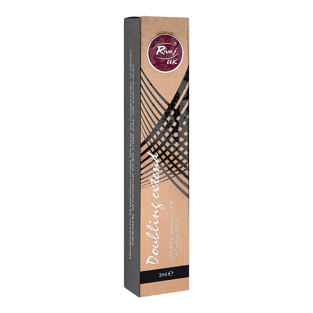 Side view of rivaj uk doubling extended & lasting black mascara, 3ml