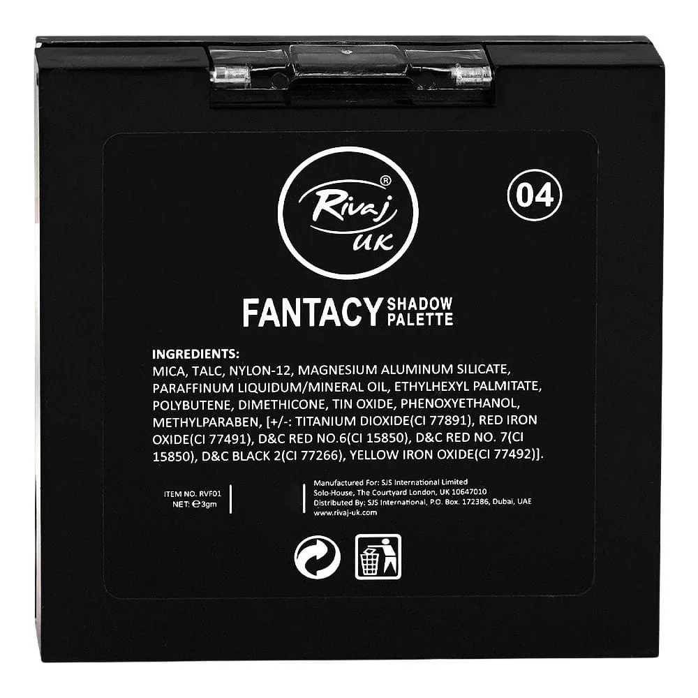 Rivaj UK Fantasy Eyeshadow Palette, 9 Shades, No. 04 close up view