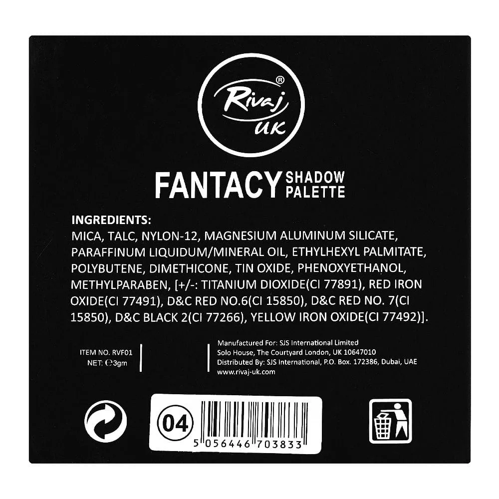Rivaj UK Fantasy Eyeshadow Palette, 9 Shades, No. 04 packaging image