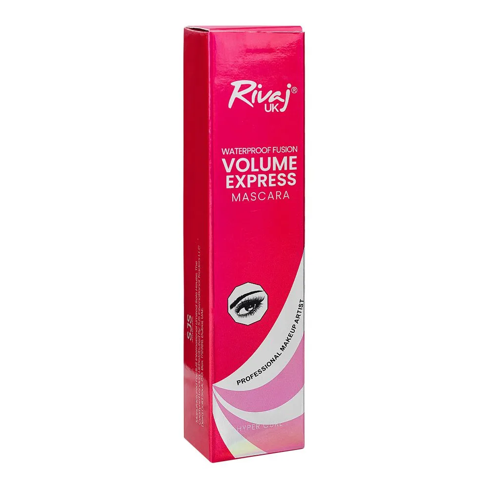 Side view of rivaj uk fusion volume express hyper curl waterproof mascara, 3ml