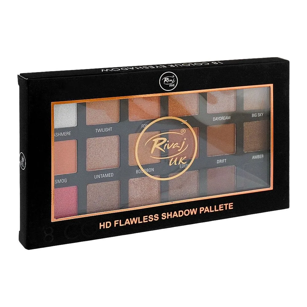 Rivaj UK HD Flawl Eyeshadow Palette, 18 Shades, No. 02 close up view