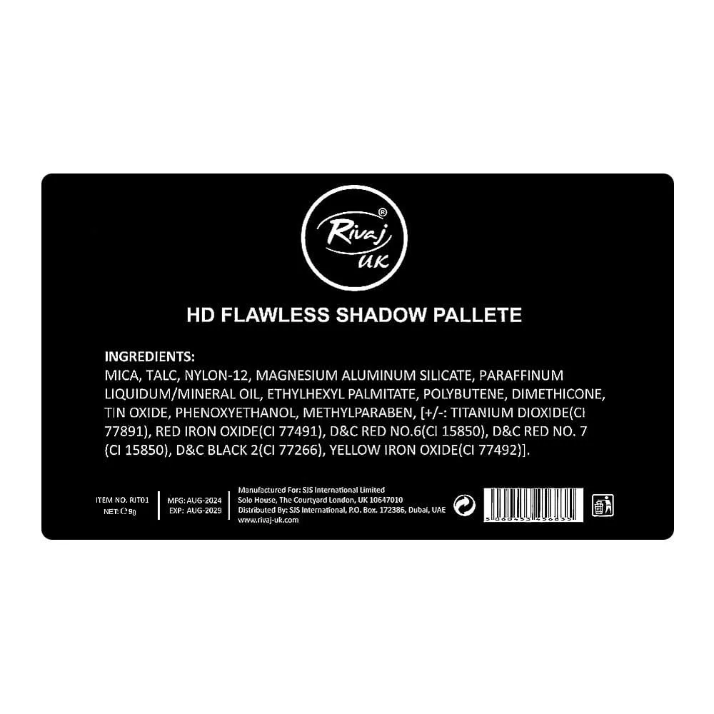 Rivaj UK HD Flawl Eyeshadow Palette, 18 Shades, No. 02 shades and color detail