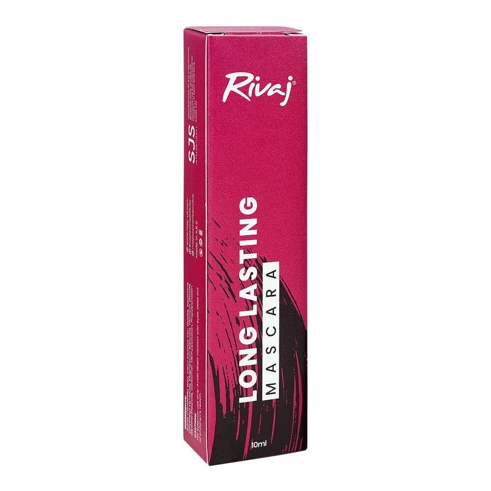 Side view of rivaj uk long lasting mascara, blue, 10ml