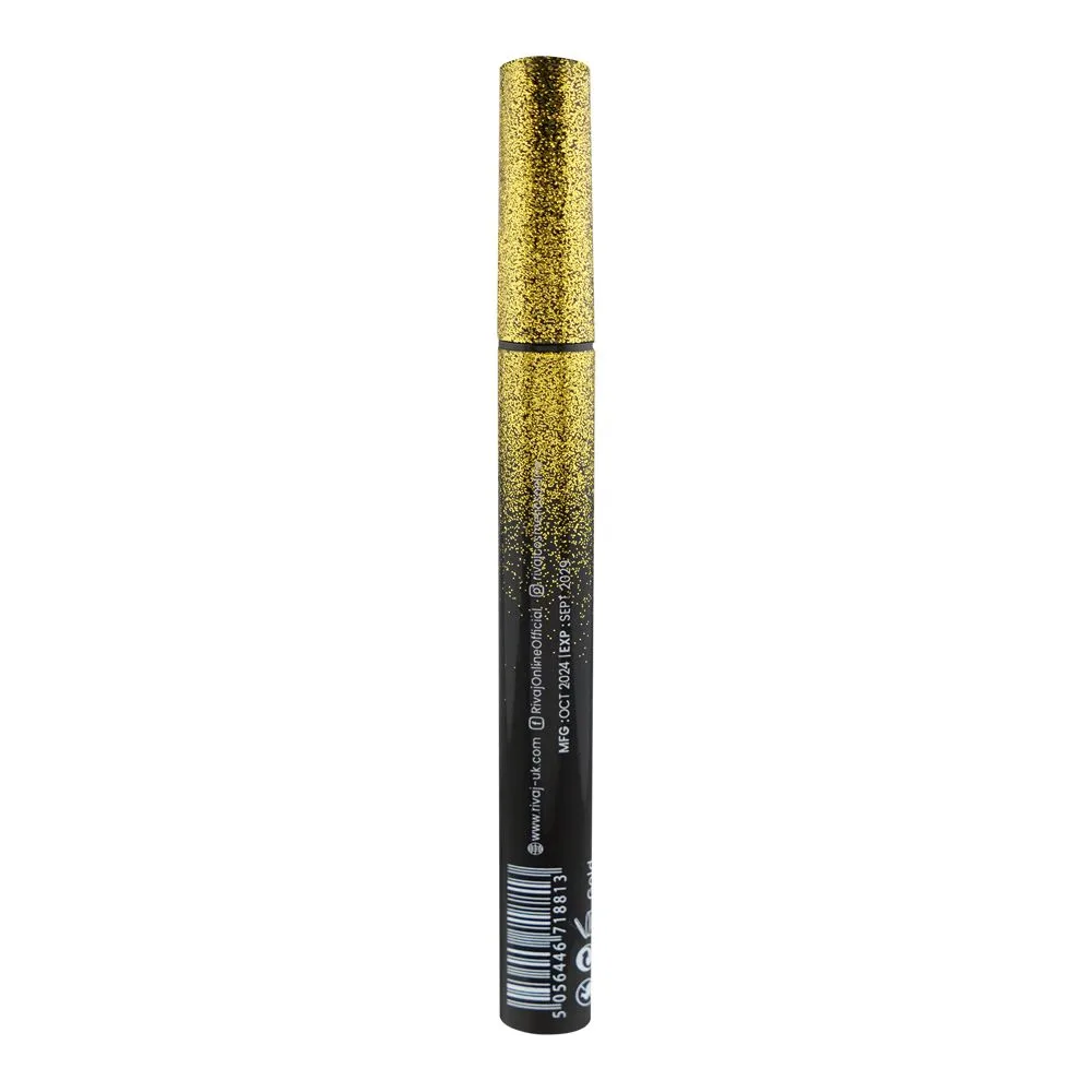 Side view of rivaj uk made to last metallic eyeliner, gold