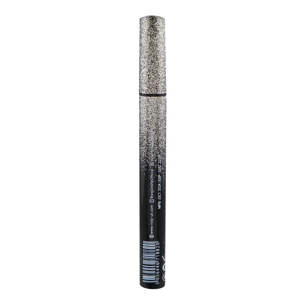 Side view of rivaj uk made to last metallic eyeliner, silver