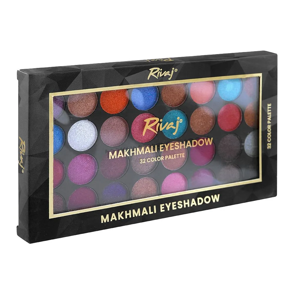 Rivaj UK Makhmali Eyeshadow Palette, 32 Shades, No. 02 close up view