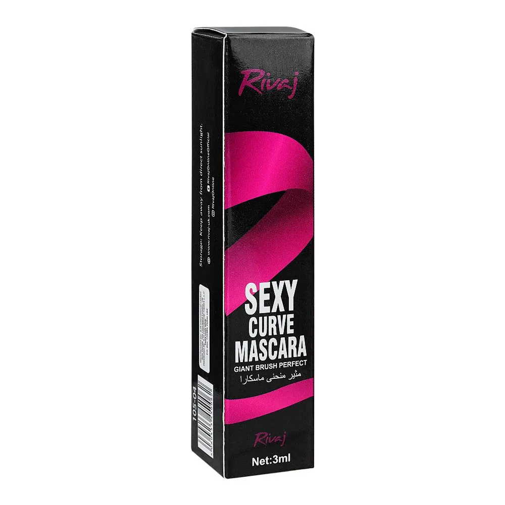 Side view of rivaj uk sexy curve mascara, 3ml