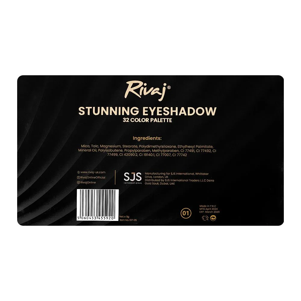 Comfortable casual rivaj uk stunning shadow palette 01, 32-pack