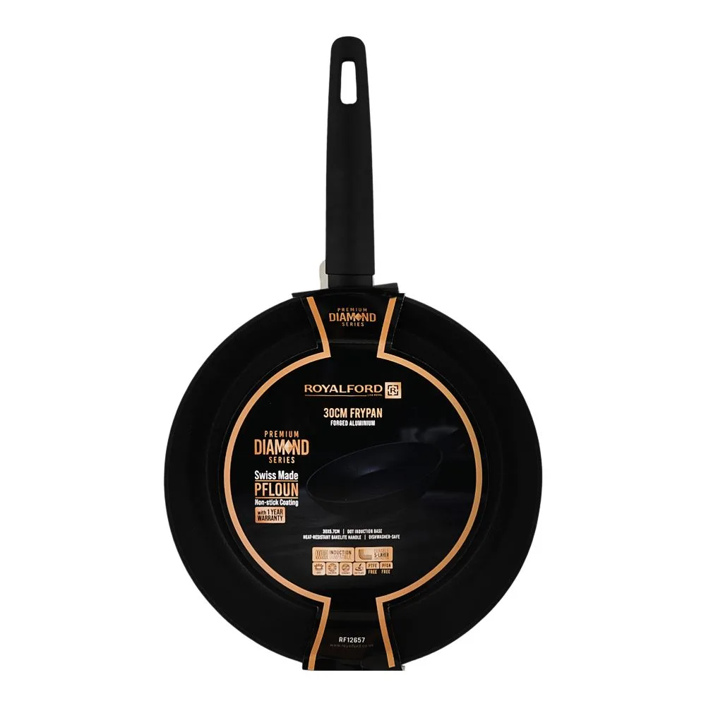 Comfortable casual royalford diamond forged frypan 30cm, black, rf12657