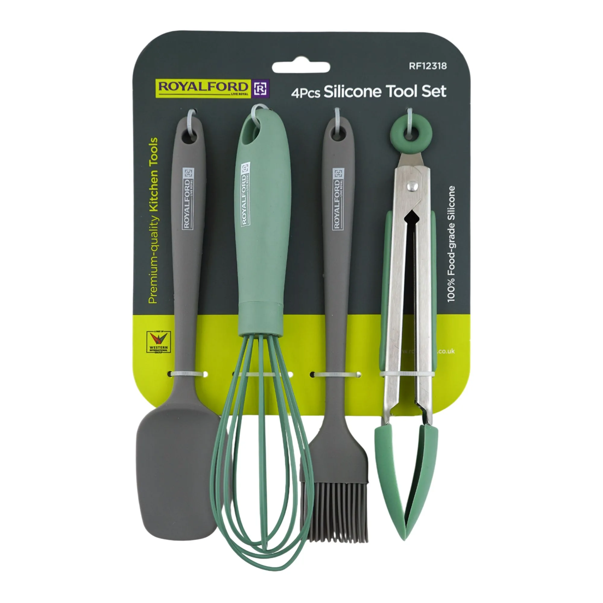 Royalford Silicone Tools Set, Wooden Handle, RF12318, 4-Pack