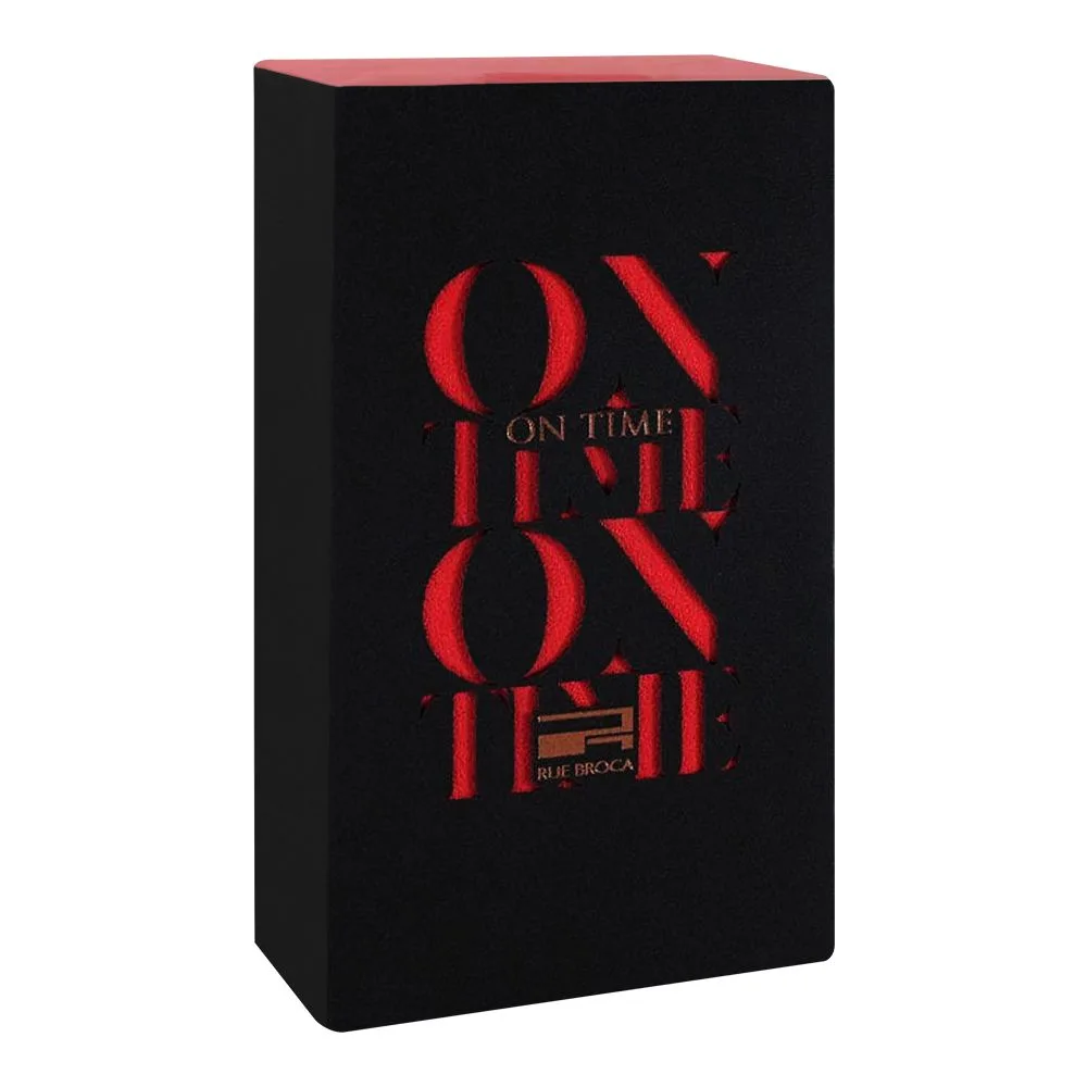 Side view of rue broca on time red, eau de parfum, for women, 100ml