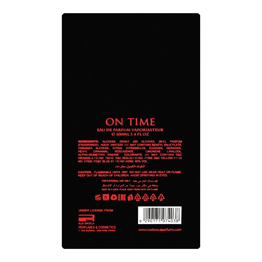 Comfortable casual rue broca on time red, eau de parfum, for women, 100ml