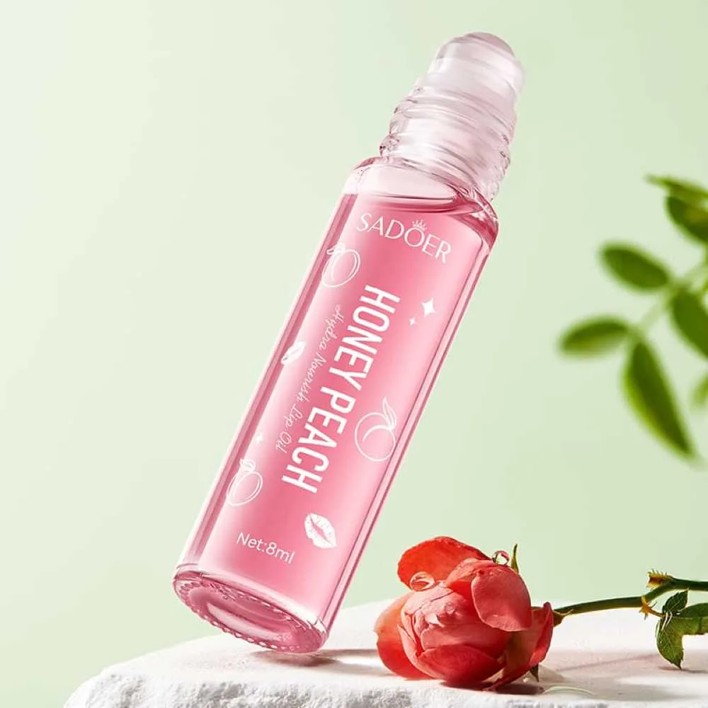 Sadoer Honey Peach Lip Oil, Hydrating & Nourishing, Reduces Lip Lines, 8ml, SD38478