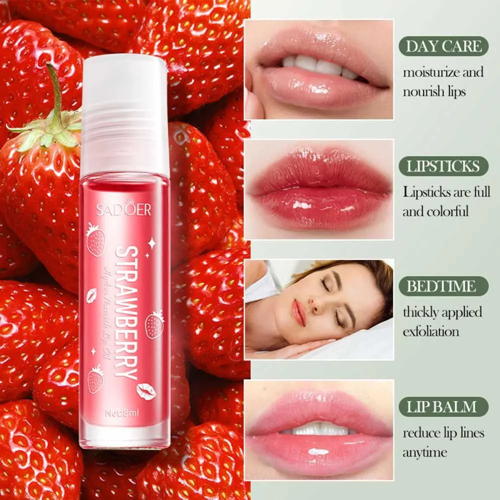Comfortable casual sadoer strawberry lip oil, hydrating & nourishing, reduces lip lines, 8ml, sd23658