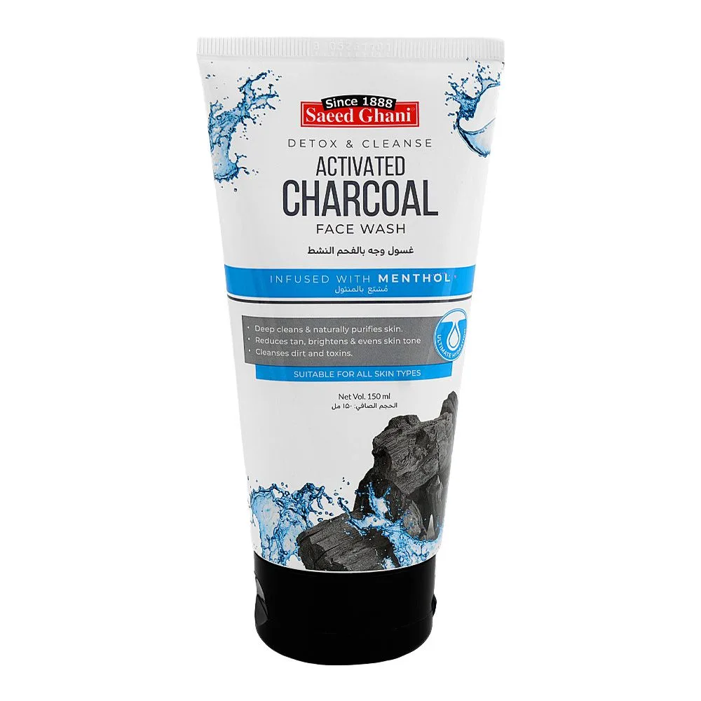 Saeed Ghani Detox & Cleanse Activated Charcoal Face Wash, Vitamin E, Niacinamide, For All Types Of Skin, 150ml