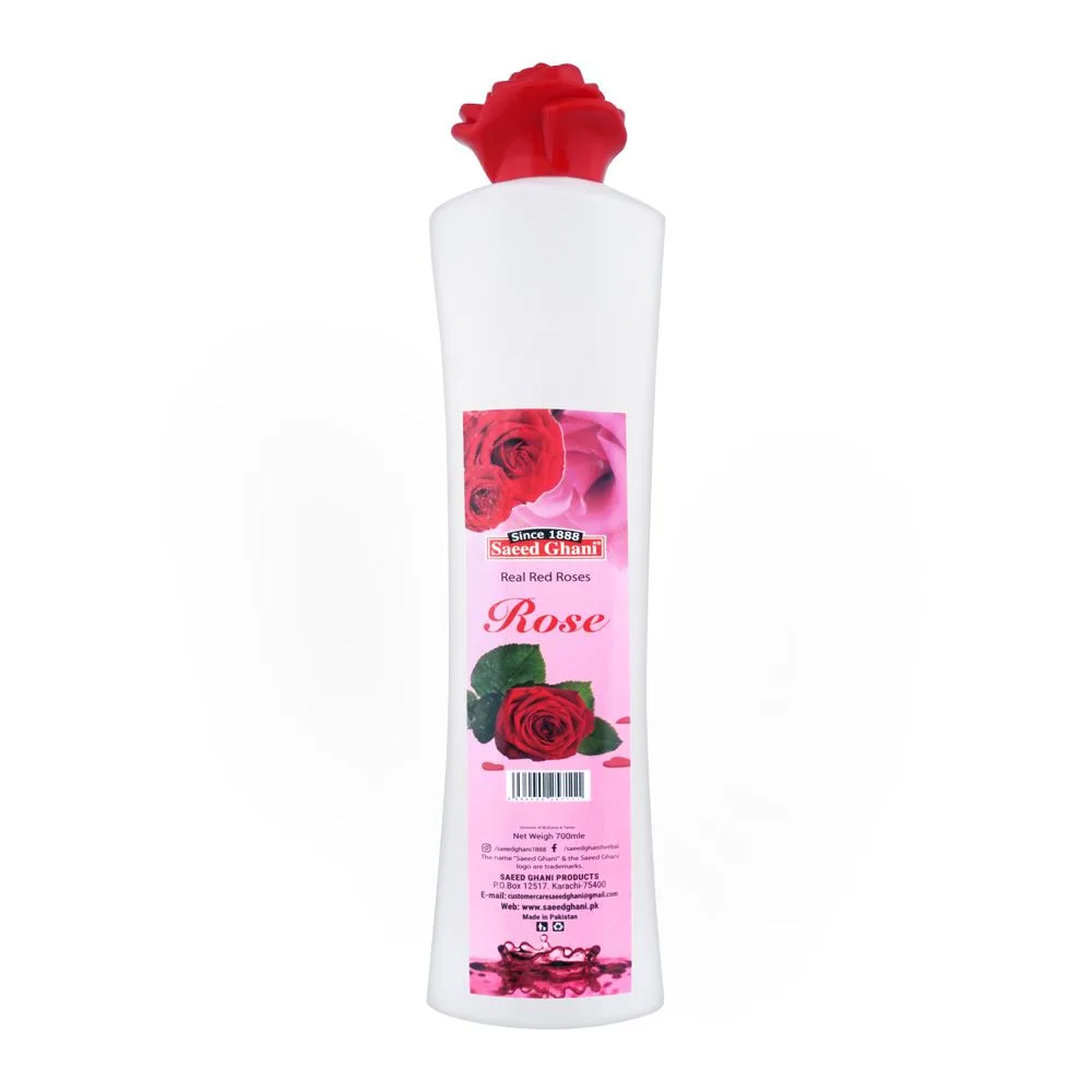 Side view of saeed ghani real red rosees rosa damscena water, 700ml