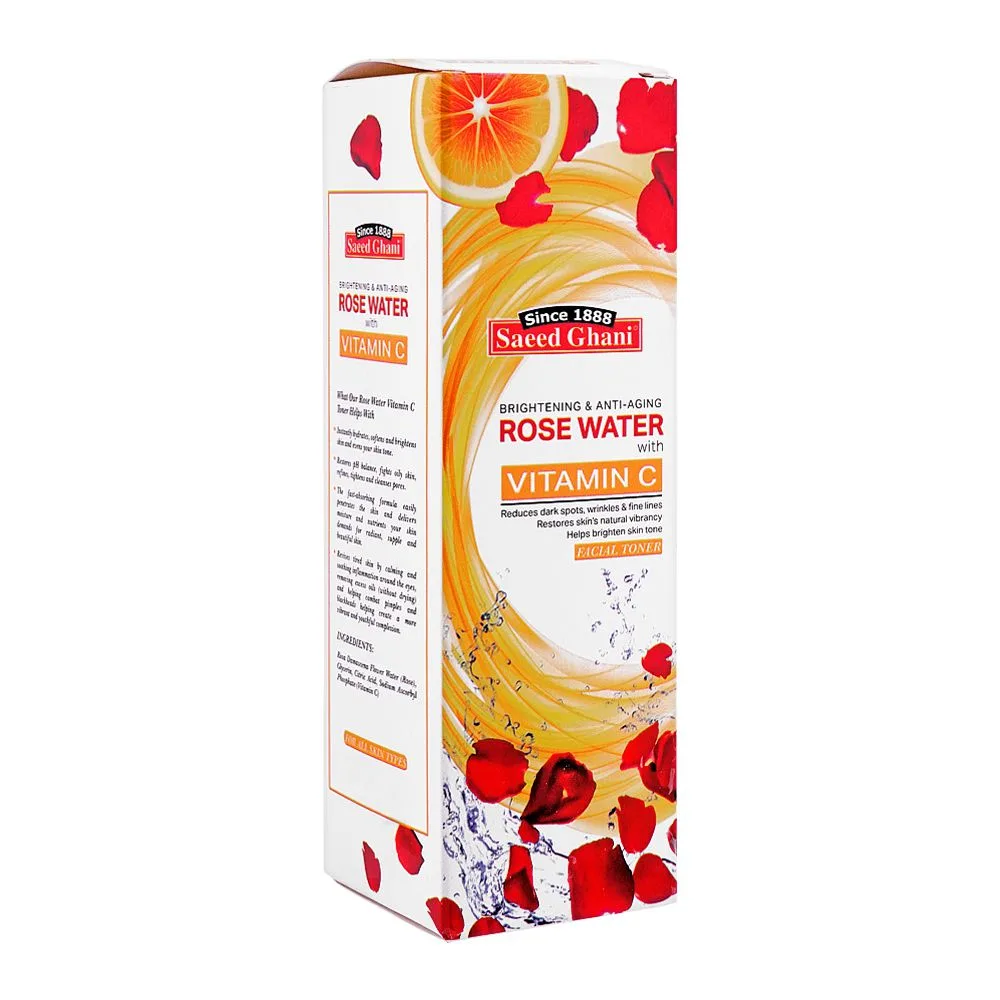 Side view of saeed ghani vitamin c + rose water, 120ml