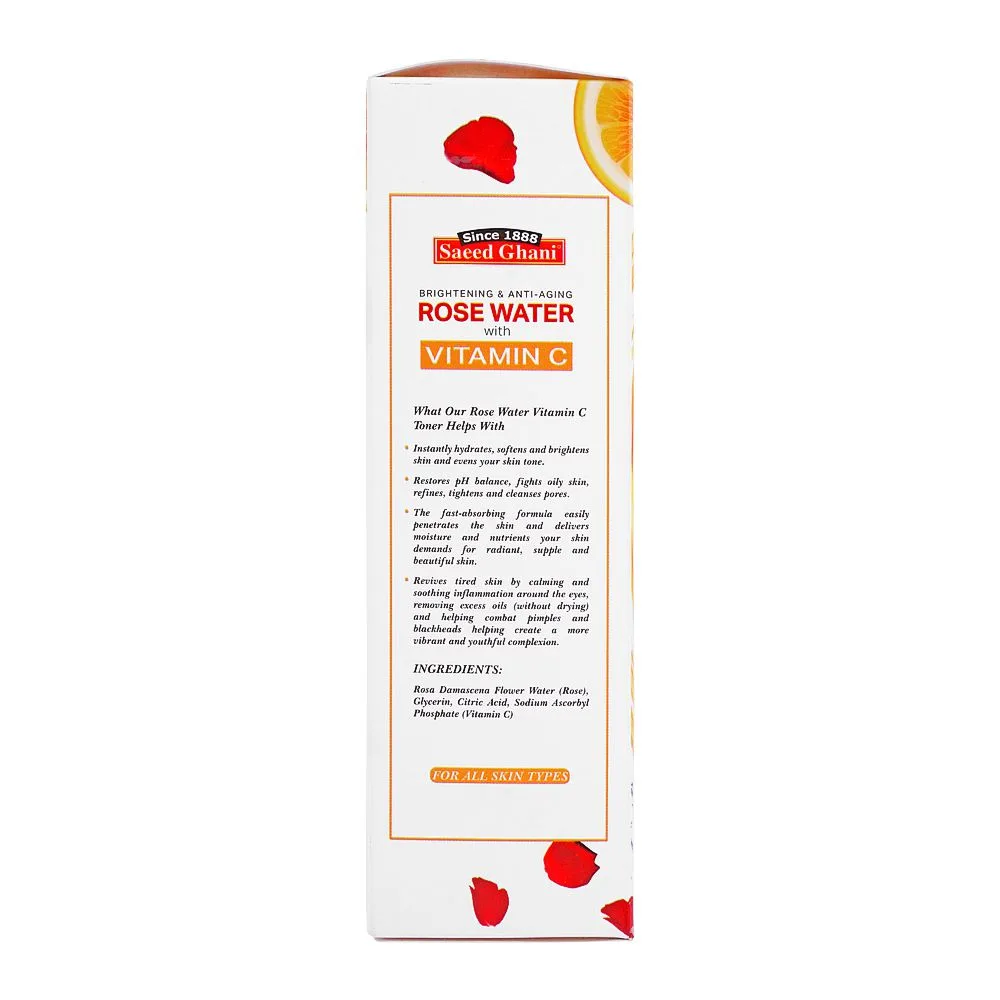 Close-up design of saeed ghani vitamin c + rose water, 120ml