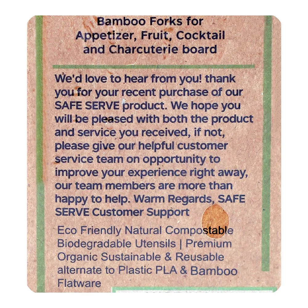 Comfortable casual safe serve bamboo forks, 3.5 inches length, 50-pack