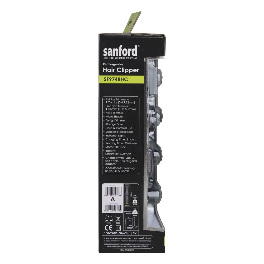 Premium everyday wear sanford 14in1 grooming kit, rechargeable hair clipper, sf-9748hc