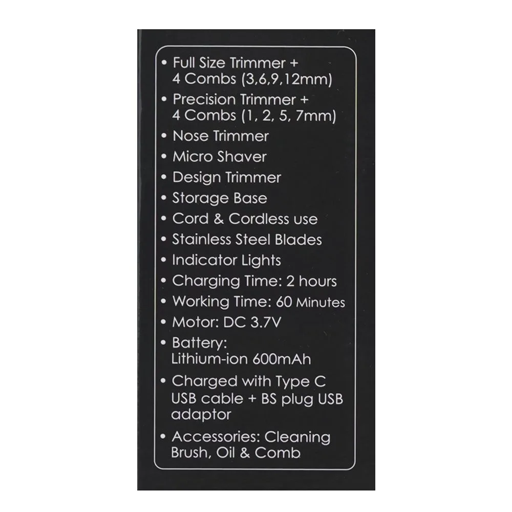 Front angle of sanford 14in1 grooming kit, rechargeable hair clipper, sf-9748hc