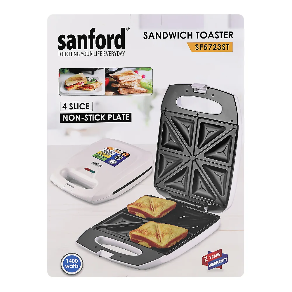 Comfortable casual sanford 4 slice non-stick plate sandwich toaster, 1400w, 220-240v, sf-5723st