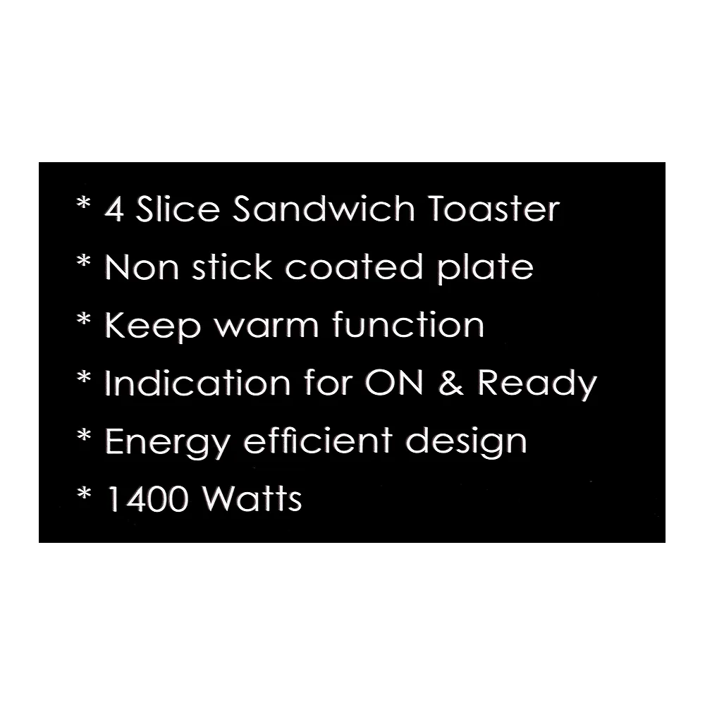 Premium everyday wear sanford 4 slice non-stick plate sandwich toaster, 1400w, 220-240v, sf-5723st