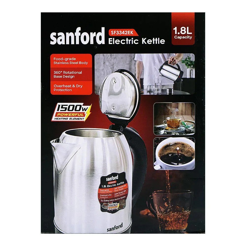 Comfortable casual sanford electric kettle, 1500w, 220-240v, 1.8 liter, sf-3342ek