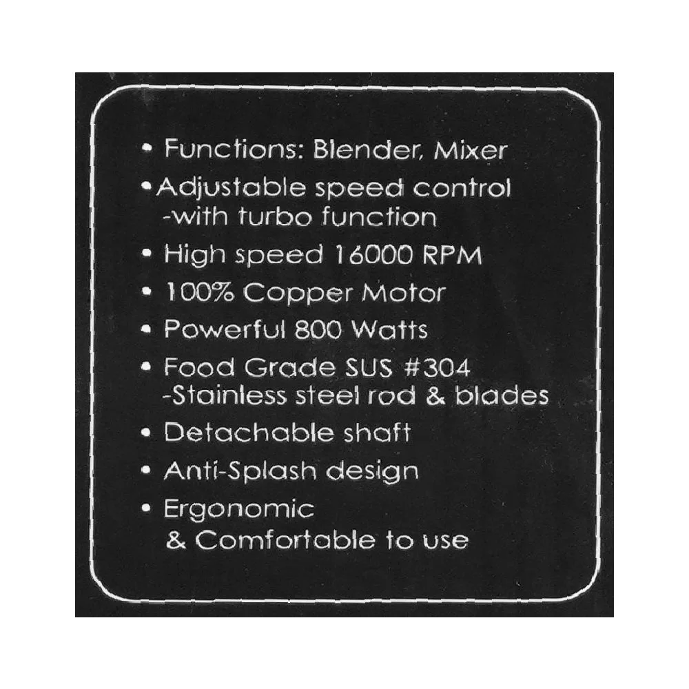 Front angle of sanford hand blender, 800w, sf-5510br