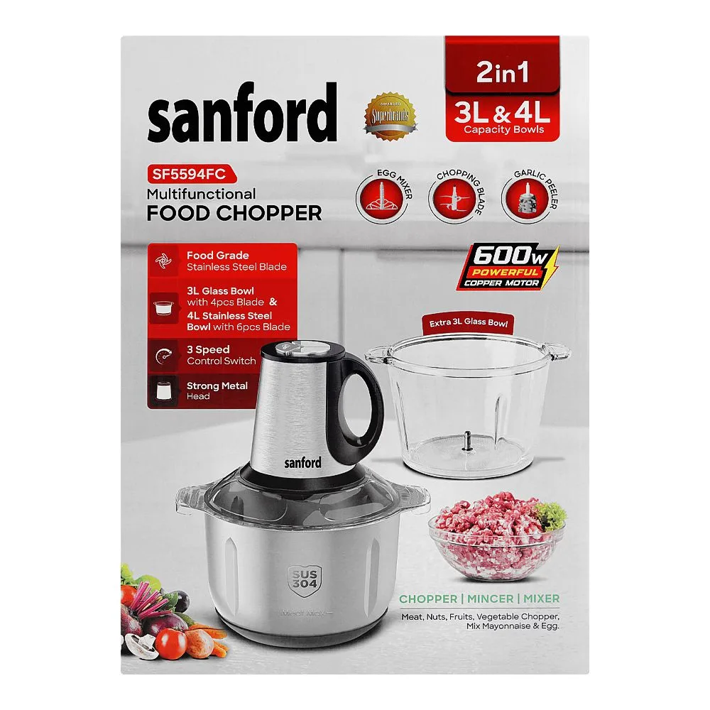 Comfortable casual sanford multifunctional food chopper 2 in 1 600w, sf5594fc