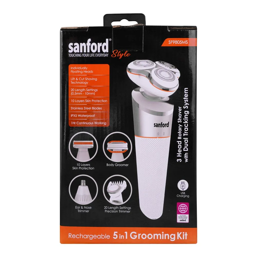 Comfortable casual sanford rechargeable 5in1 grooming kit, sf9805ms