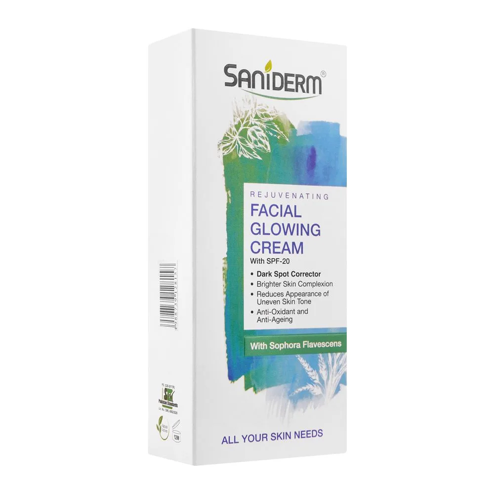 Side view of saniderm rejuvenating facial glowing cream, 50g