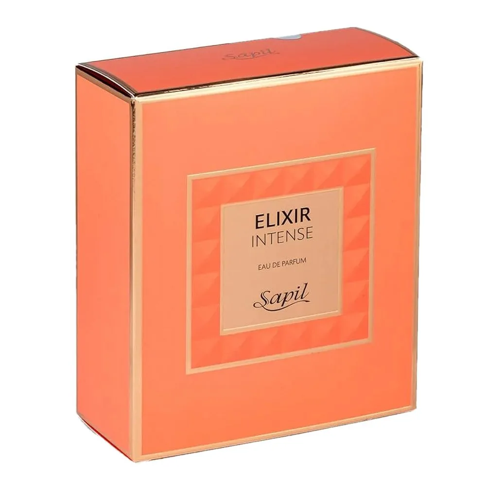 Side view of sapil elixir intense, eau de parfum, for men & women, 100ml