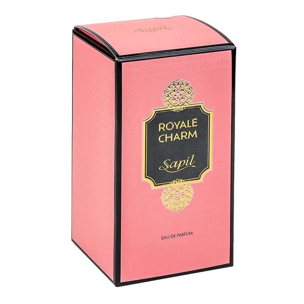 Side view of sapil royale charm, eau de parfum, for men & women, 100ml