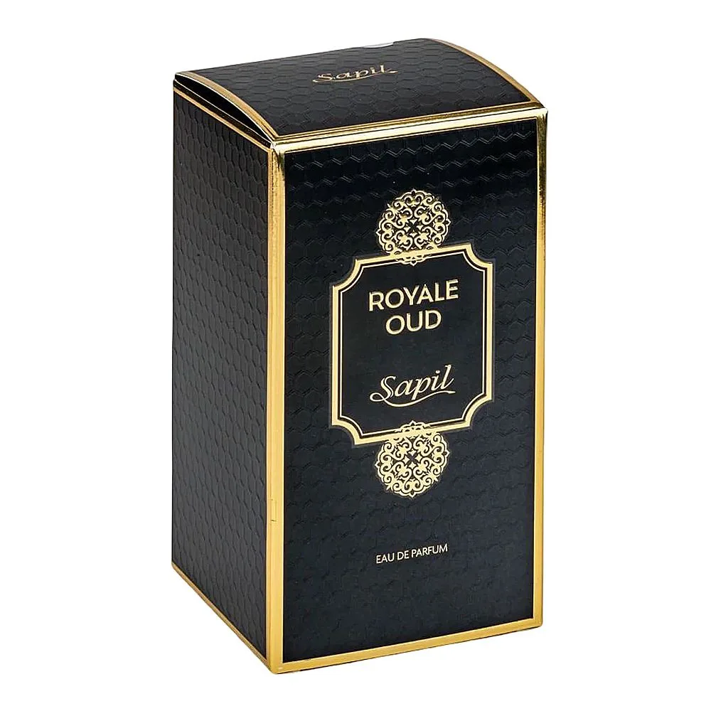 Side view of sapil royale oud, eau de parfum, for men & women, 100ml