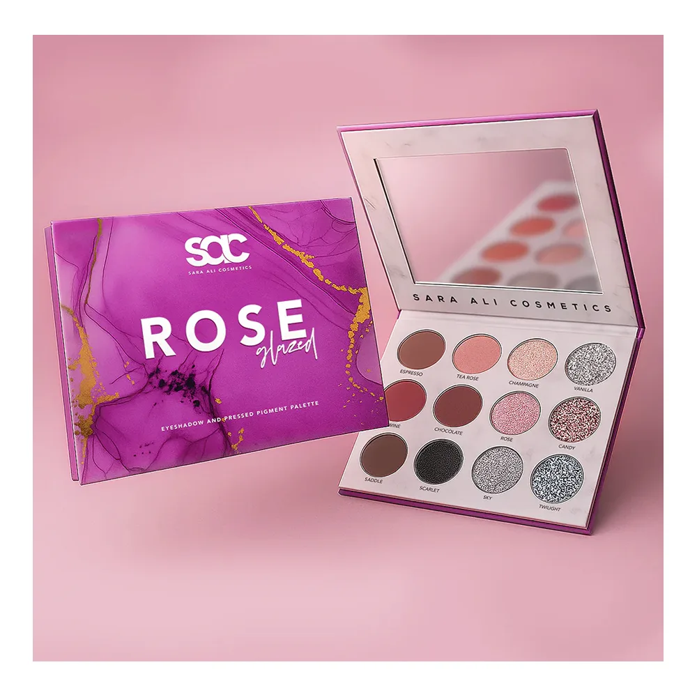 Sara Ali Rose Glazed Eyeshadow And Pred Pigment Palette 12-Pack close up view