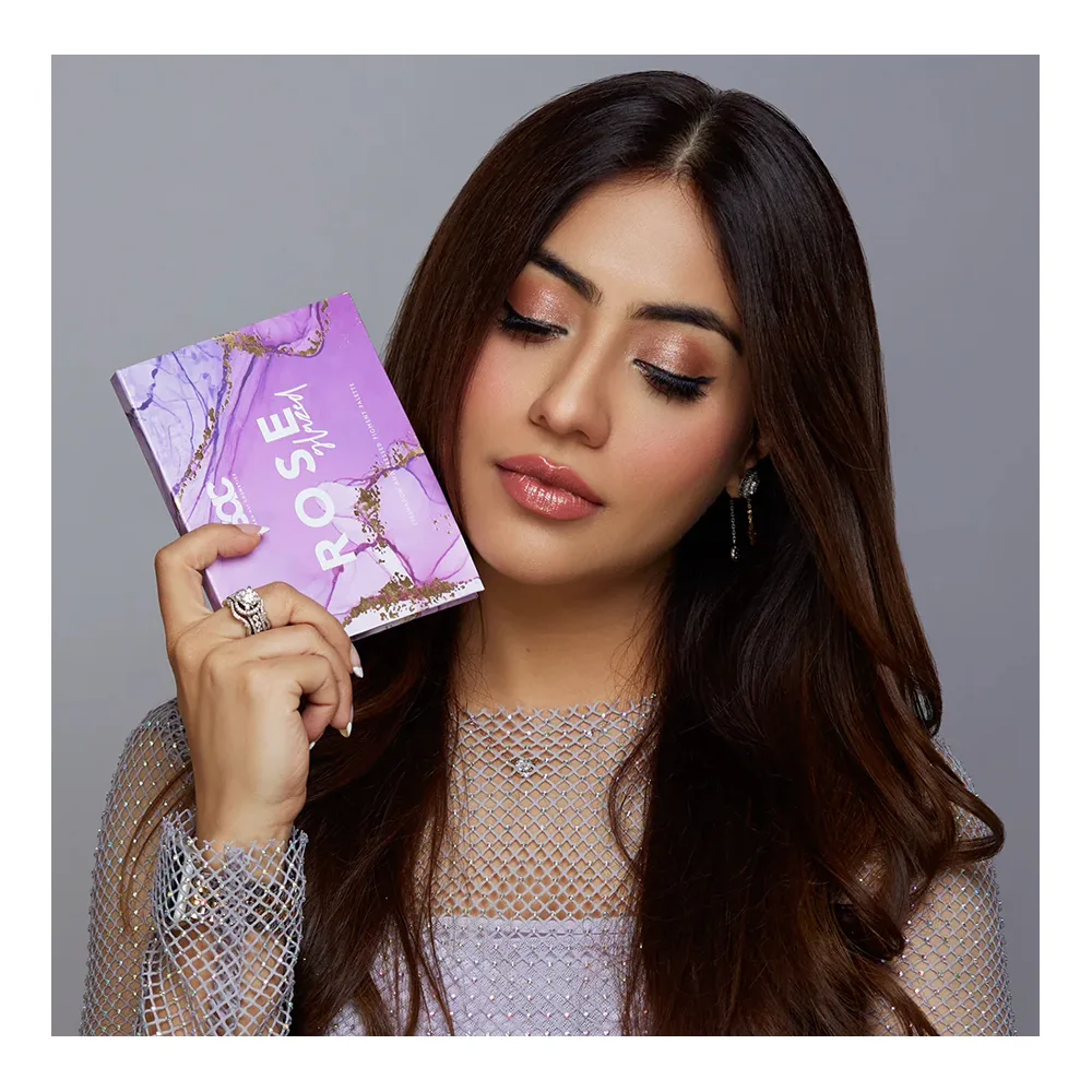 Sara Ali Rose Glazed Eyeshadow And Pred Pigment Palette 12-Pack shades and color detail