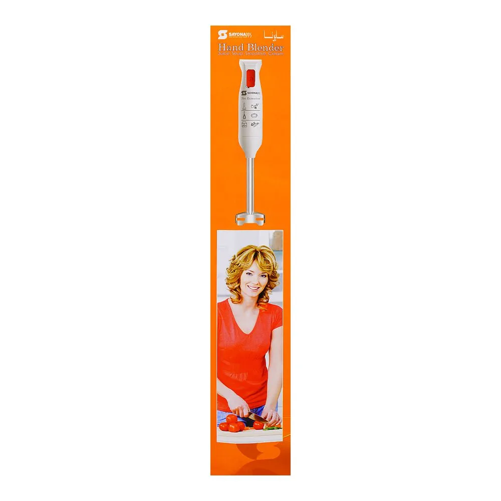 Comfortable casual sayona hand blender with detachable stainless steel foot & 1.2 power cord, 250w, single speed, sb-4407