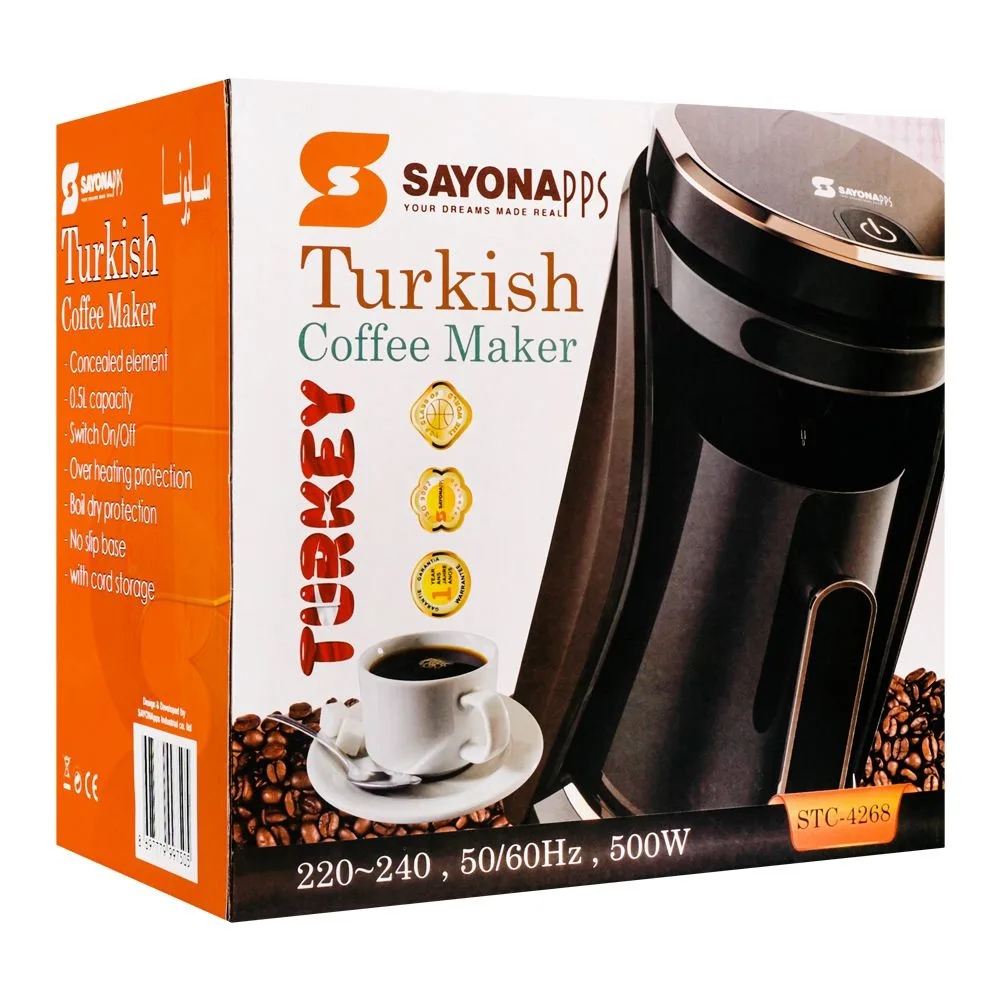 Side view of sayona turkish coffee machine, stc-4268