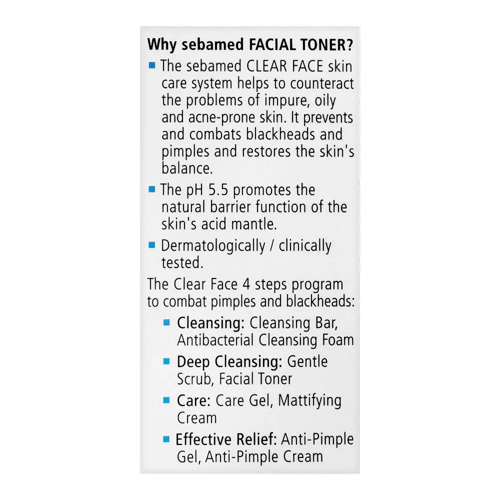 Comfortable casual seba med clear face facial toner, for impure & acne-prone skin, 150ml