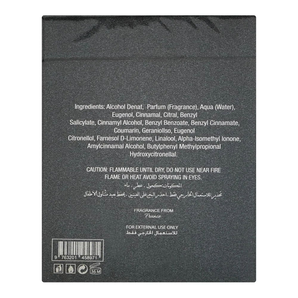 Side view of seigneur le parfum black, eau de parfum, for men & women, 100ml