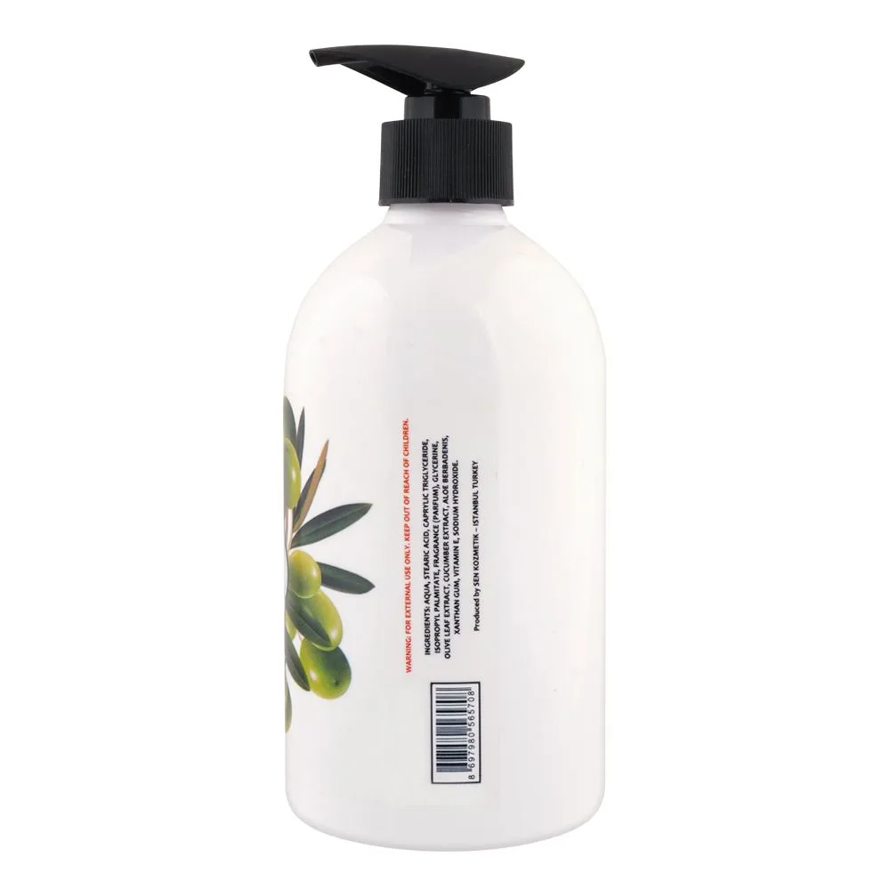 Side view of sen ultra moisturising cucumber & olive hand & body lotion, 500ml
