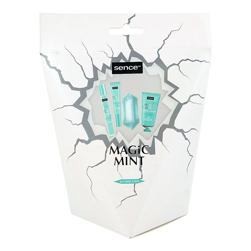 Sence Magic Mint Self Care Kit, Body Mist 8.5ml + Lip Balm 10ml + Bath Fizzer 60g + Hand Cream 50ml