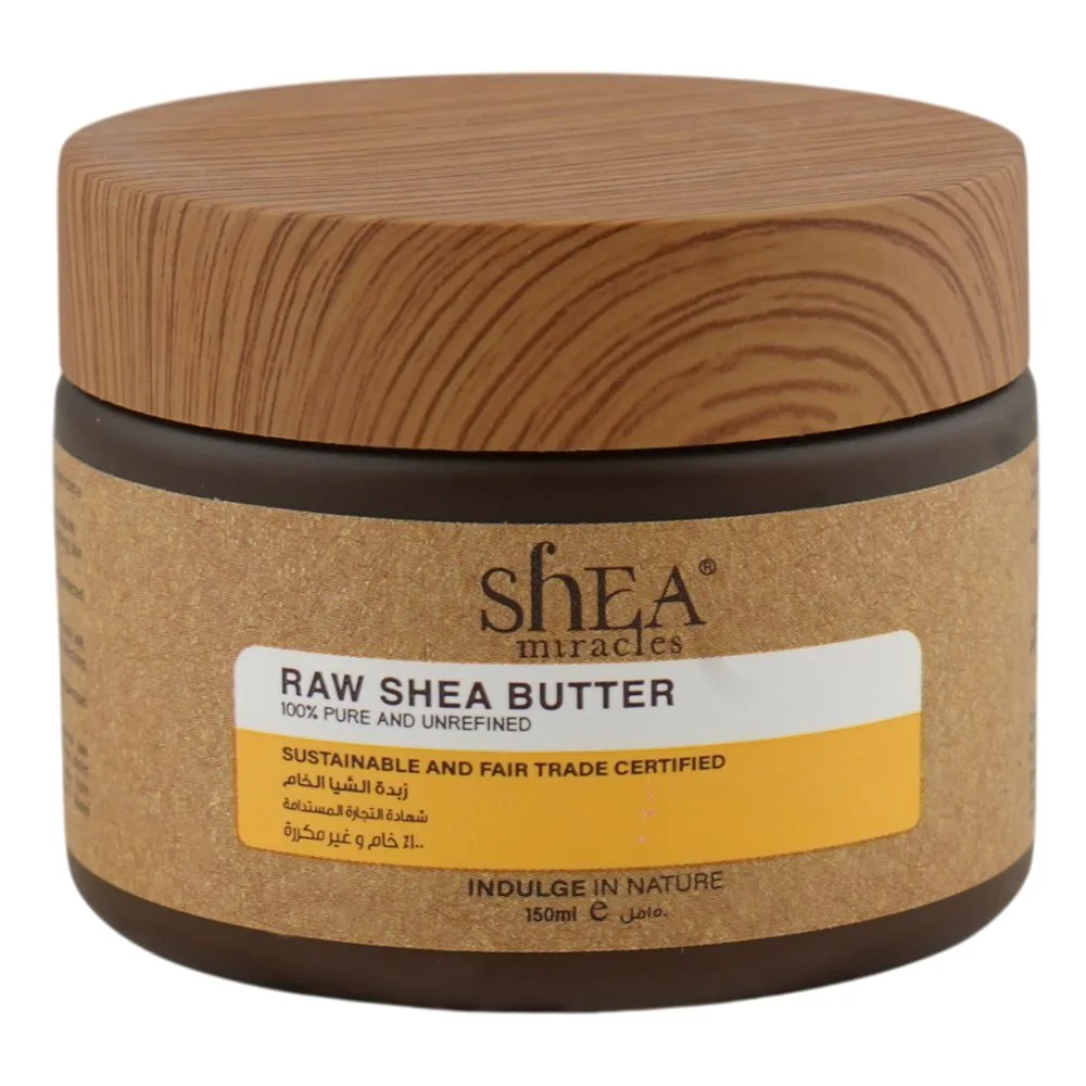 Shea Miracles 100 % Pure And Unrefined Raw Shea Butter, Vitamin E & A, For Dry & Sensitive Skin, 150ml