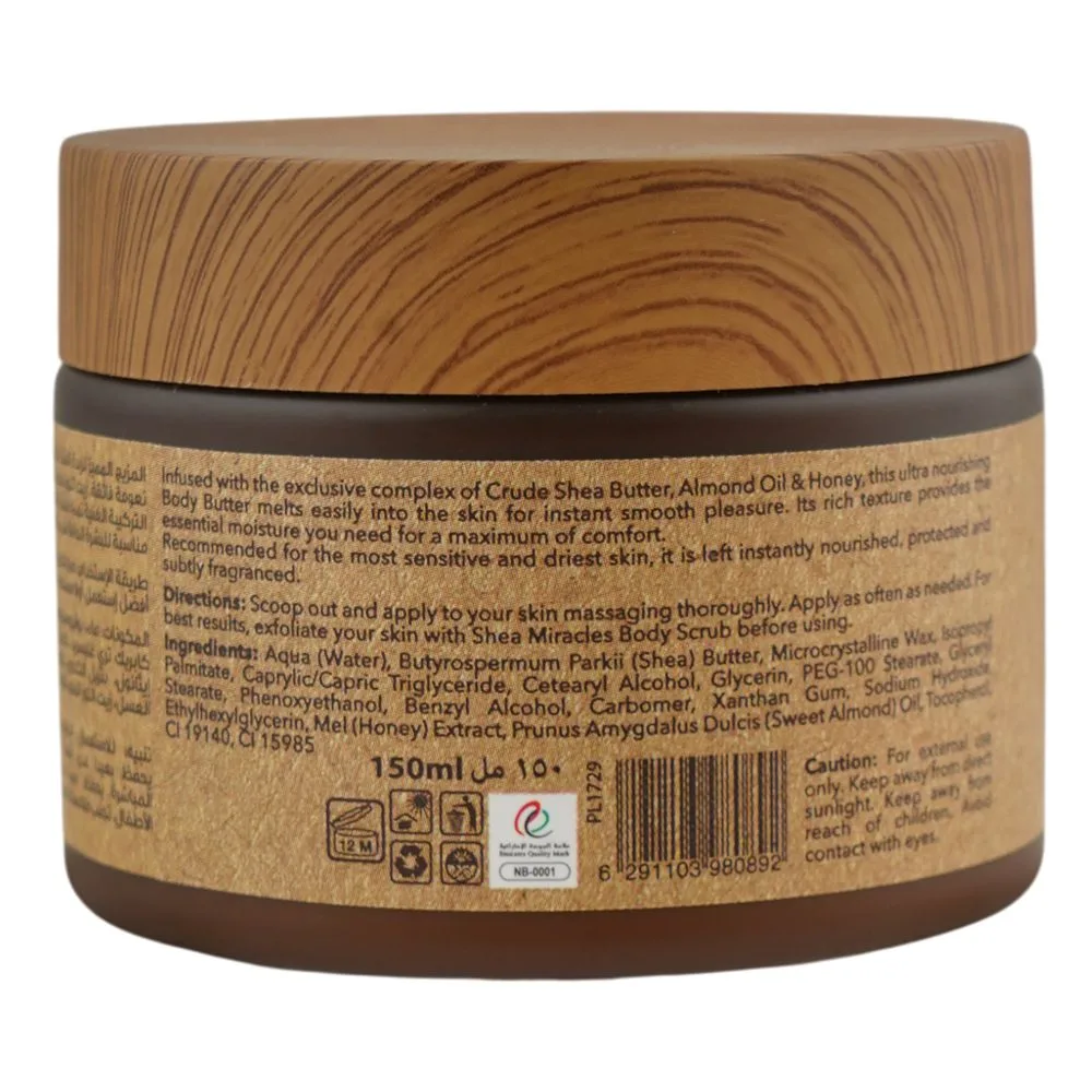 Comfortable casual shea miracles she butter, almond oil & honey body butter, for sensitive skin, 150ml